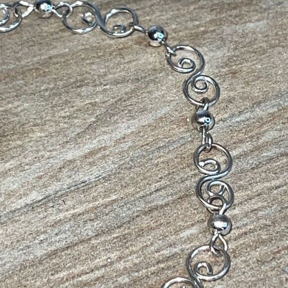 Vintage Silver Tone Custom Figure 8 Link Wire Anklet/ Bracelet - Picture 4 of 6